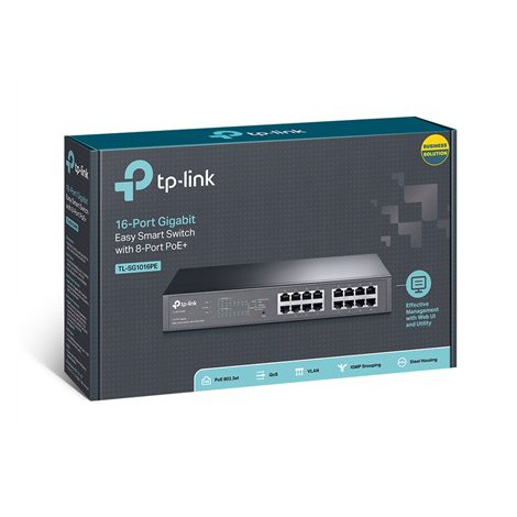 TP-LINK | Switch | TL-SG1016PE | Web Managed | Desktop/Rackmountable | 1 Gbps (RJ-45) ports quantity 16 | PoE ports quantity | P - 2
